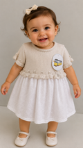 Vestido malha e bordado inglês