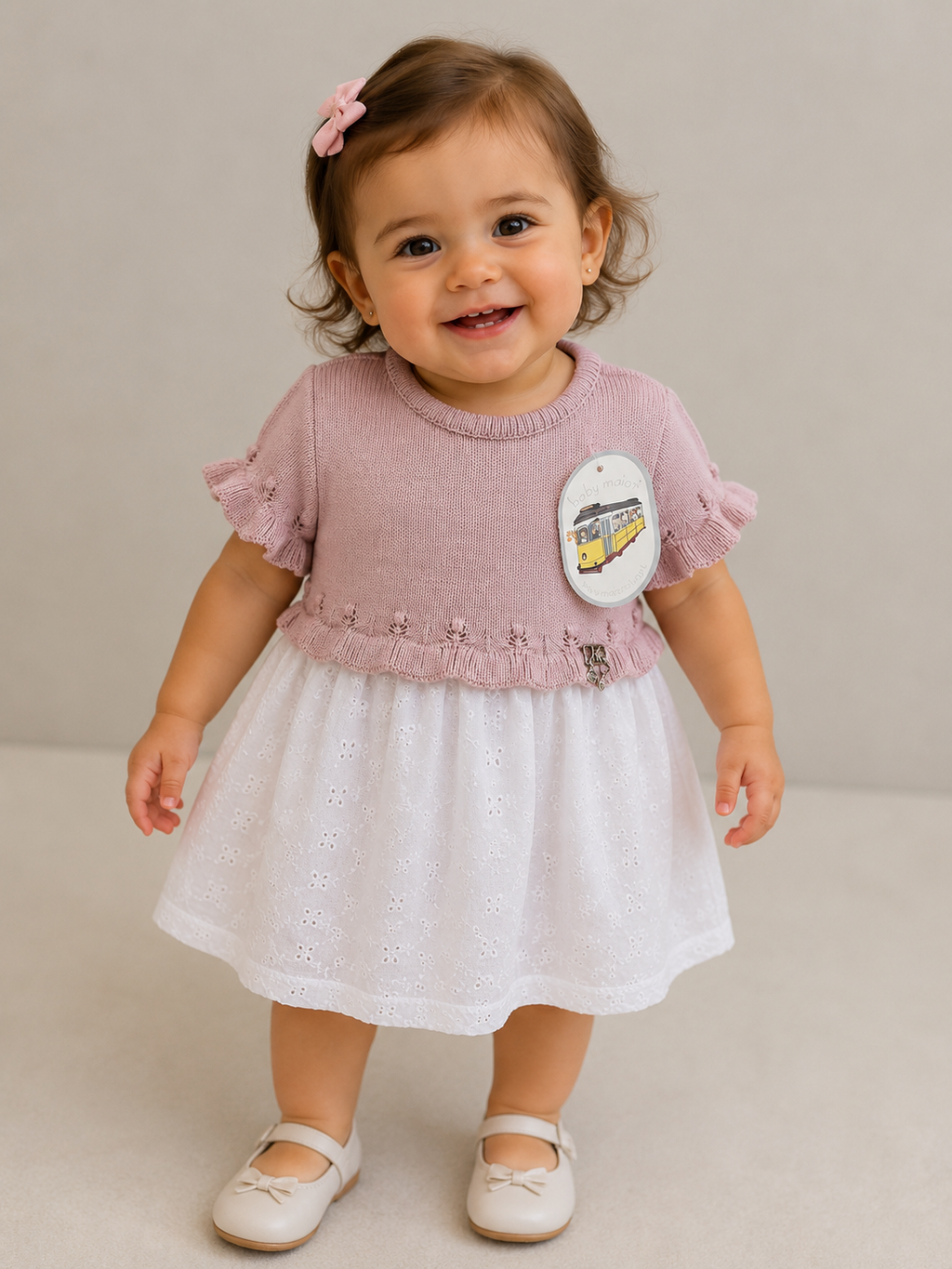 Vestido malha e bordado inglês
