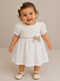 Vestido bordado inglês com laço